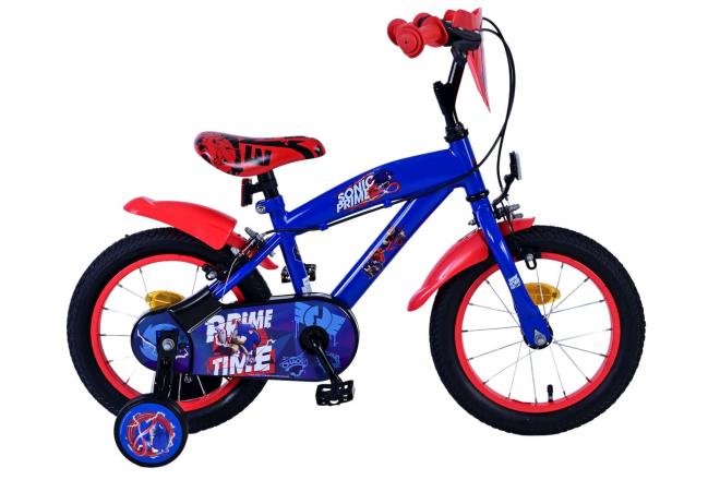 Load image into Gallery viewer, Sonic prime kinderfiets - jongens - 14 inch - blauw rood - twee handremmen
