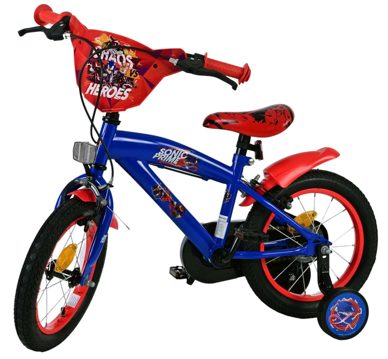 Load image into Gallery viewer, Sonic prime kinderfiets - jongens - 14 inch - blauw rood - twee handremmen
