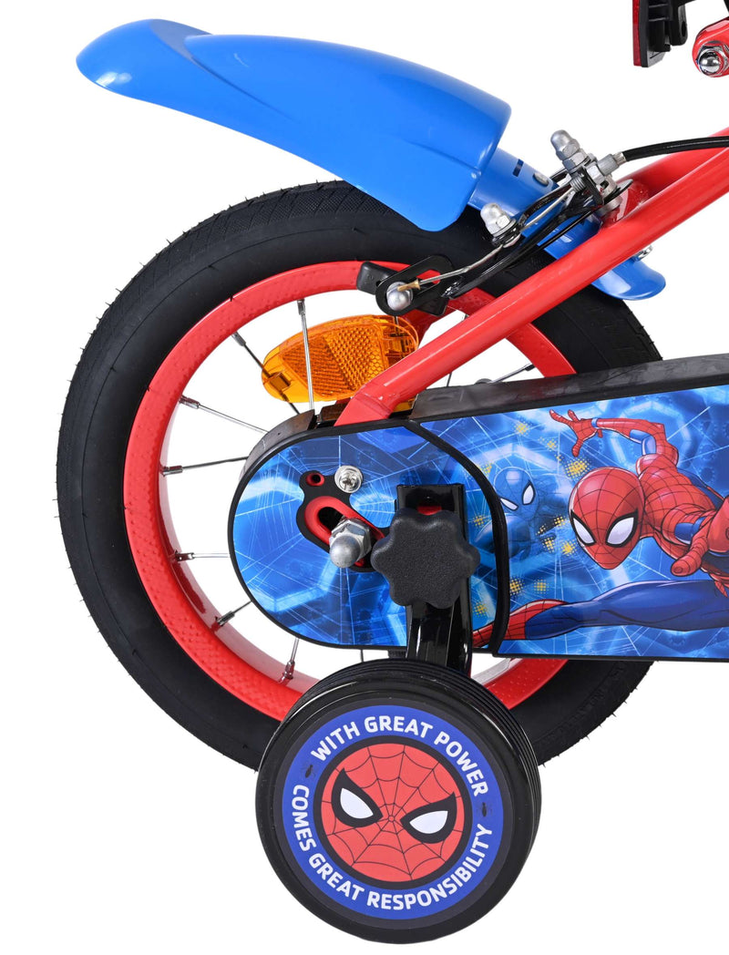 Load image into Gallery viewer, Spiderman spider-man kinderfiets - jongens - 12 inch - blauw rood - twee handremmen
