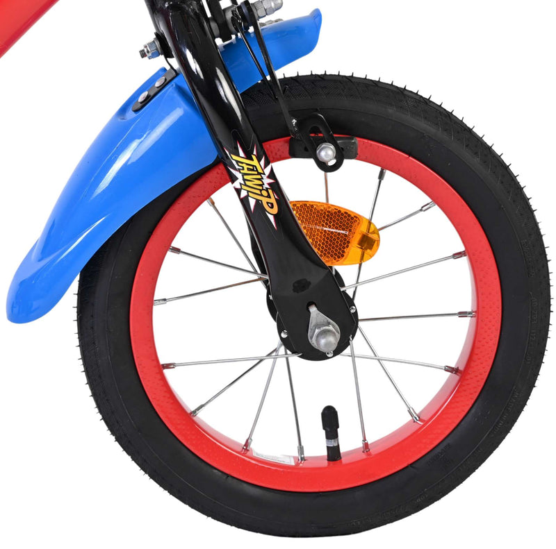 Load image into Gallery viewer, Spiderman spider-man kinderfiets - jongens - 12 inch - blauw rood - twee handremmen
