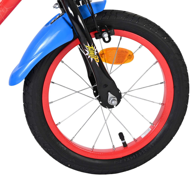 Load image into Gallery viewer, Spiderman spider-man kinderfiets - jongens - 14 inch - blauw rood - twee handremmen
