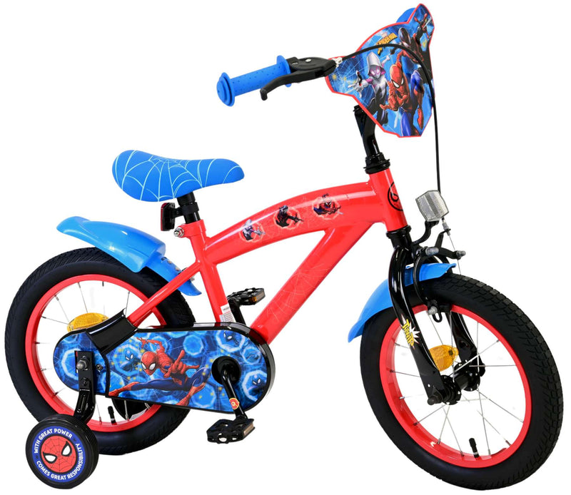 Afbeelding laden in galerijviewer, Spiderman marvel spider-man kinderfiets - jongens - 14 inch - rood blauw
