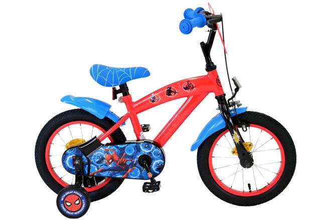 Afbeelding laden in galerijviewer, Spiderman marvel spider-man kinderfiets - jongens - 14 inch - rood blauw
