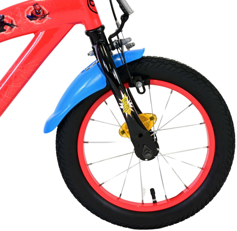 Afbeelding laden in galerijviewer, Spiderman marvel spider-man kinderfiets - jongens - 14 inch - rood blauw
