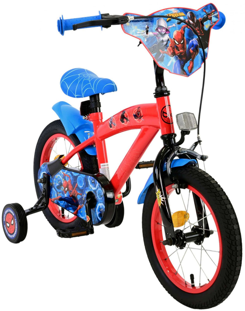 Afbeelding laden in galerijviewer, Spiderman marvel spider-man kinderfiets - jongens - 14 inch - rood blauw
