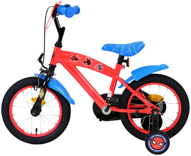 Afbeelding laden in galerijviewer, Spiderman marvel spider-man kinderfiets - jongens - 14 inch - rood blauw
