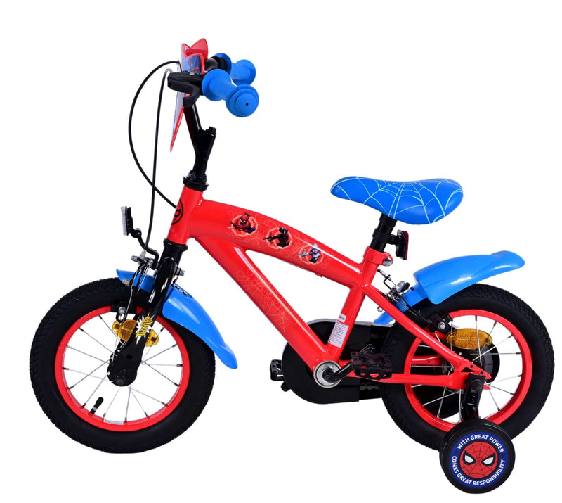 Load image into Gallery viewer, Ultimate Spider-Man Kinderfiets - Jongens - 12 inch - Blauw Rood - Twee handremmen
