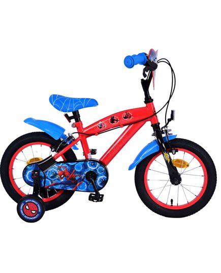 Load image into Gallery viewer, Spiderman ultimate spider-man kinderfiets - jongens - 14 inch - blauw rood - twee handremmen
