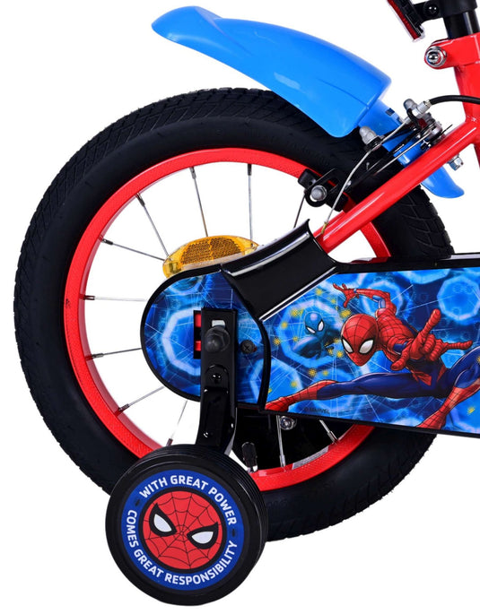 Spiderman ultimate spider-man kinderfiets - jongens - 14 inch - blauw rood - twee handremmen