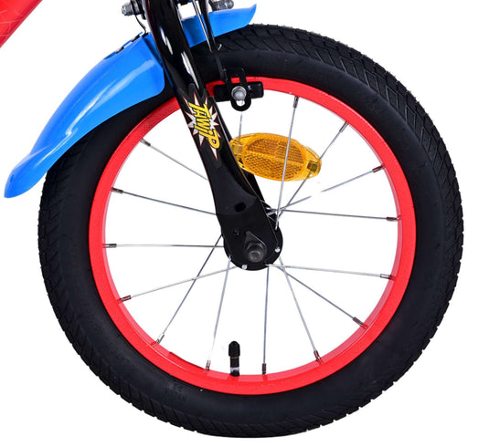 Spiderman ultimate spider-man kinderfiets - jongens - 14 inch - blauw rood - twee handremmen