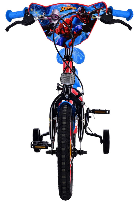 Spiderman ultimate spider-man kinderfiets - jongens - 14 inch - blauw rood - twee handremmen