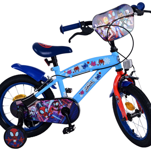 Spidey Kinderfiets - Jongens - 14 inch - Blauw Rood - Twee handremmen