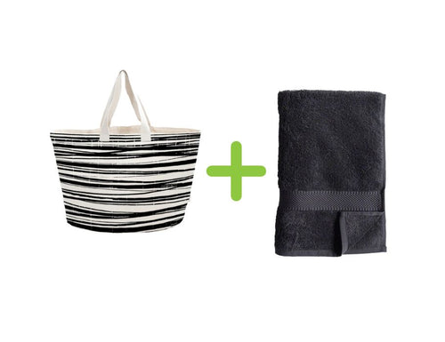 Bo weevil strandtas + badlaken (100x180 cm) - antraciet