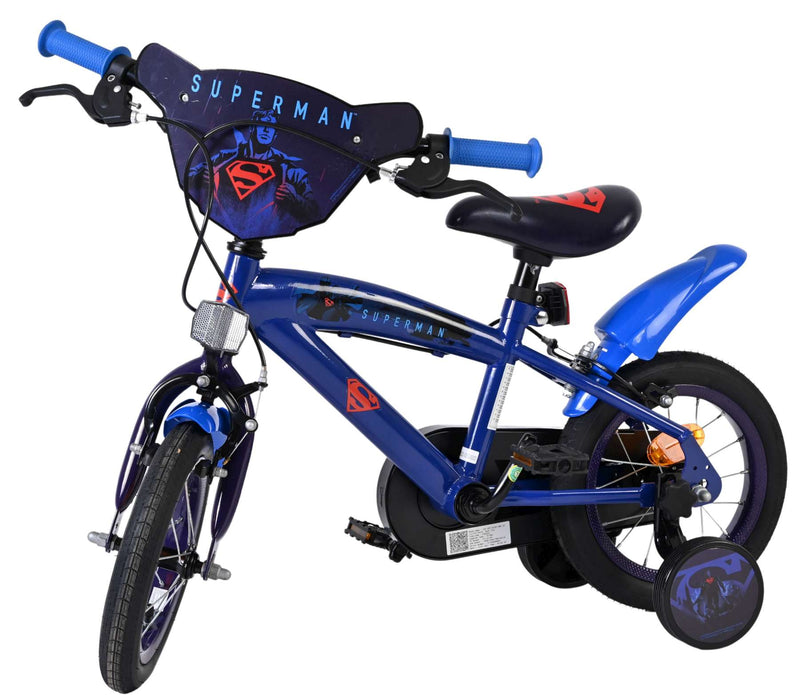 Load image into Gallery viewer, Superman kinderfiets - jongens - 12 inch - blauw - twee handremmen
