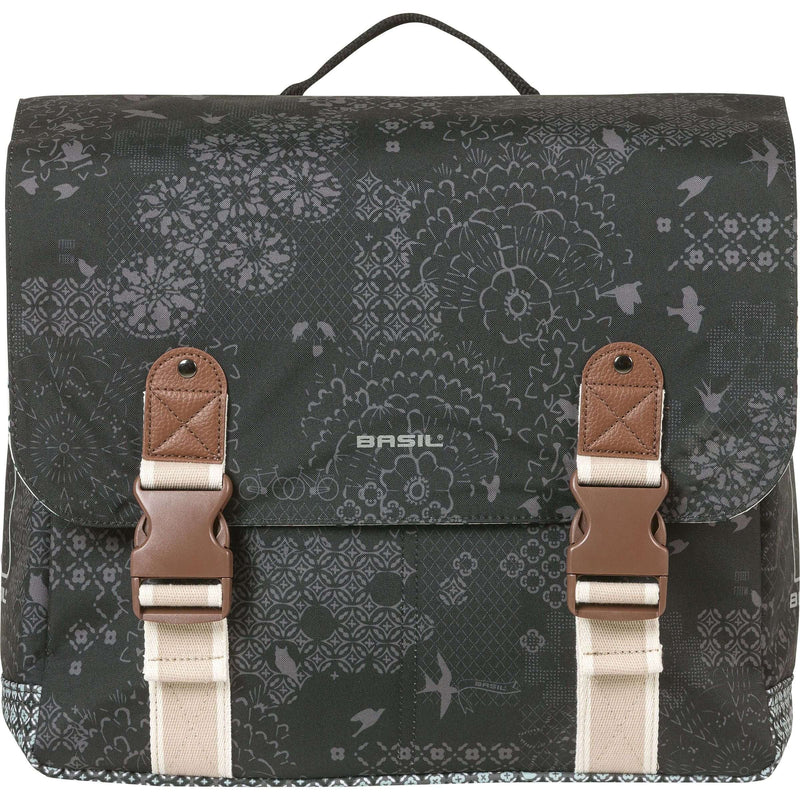 Load image into Gallery viewer, Basil dubbele fietstas bohème mik 35 liter - zwart charcoal
