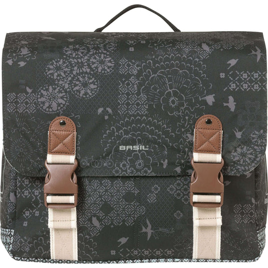 Basil dubbele fietstas bohème mik 35 liter - zwart charcoal
