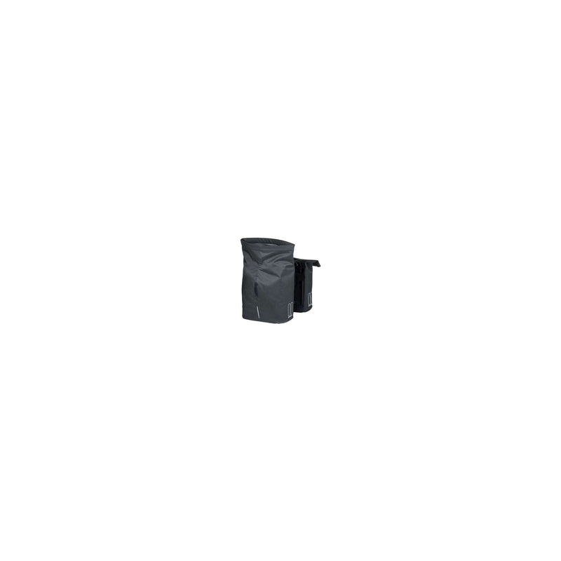 Load image into Gallery viewer, Basil City dubbele fietstas - waterafstotend polyester - zwart - Universal Bridge systeem - 28-32L
