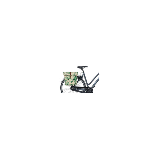 Basil Ever-Green dubbele fietstas, gerecycled PET, waterkerende vouwsluiting, unisex, fiets, sandshell beige