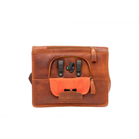 New Looxs Fellini 18L laptop leer enkele tas afneemb.cognac