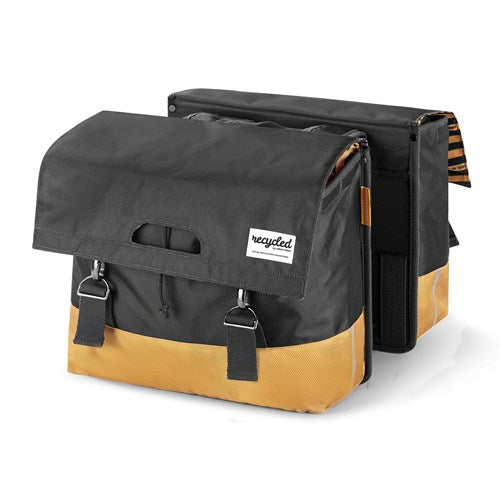 Load image into Gallery viewer, Urban Proof dubbele fietstas - zwart geel - 40L
