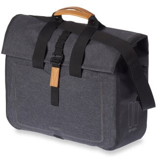 Load image into Gallery viewer, Basil Urban Dry Business Bag - waterdichte fietsschoudertas, 20L inhoud, charcoal melee
