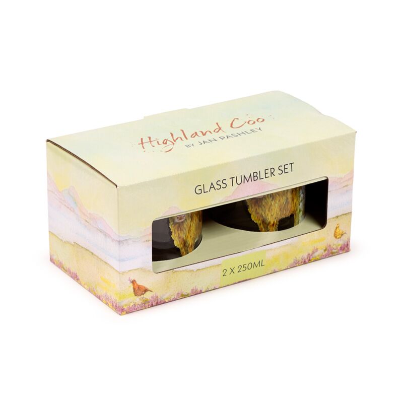 Load image into Gallery viewer, Jan pashley highland koe set 2 glazen drinkglazen 250ml
