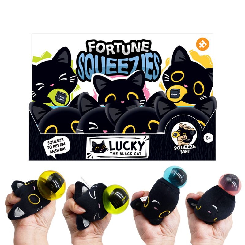 Load image into Gallery viewer, Queasy squeezies magic fortune teller lucky de zwarte kat knijp speelgoed
