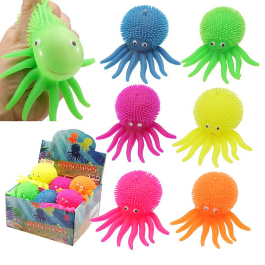 Kleurige flitsende knijp speelgoed octopus