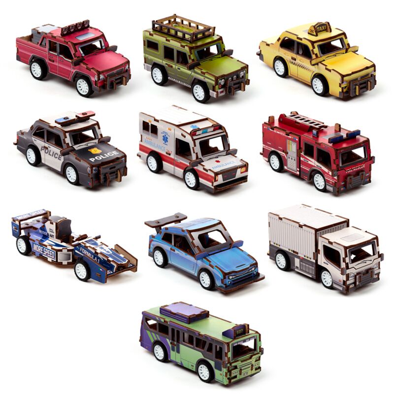 Load image into Gallery viewer, Gemotoriseerde voertuigen 48 stuks 3d houten kinder legpuzzel
