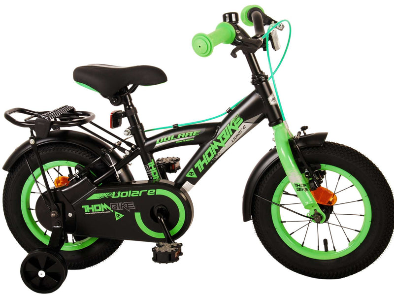Load image into Gallery viewer, Volare Thombike Kinderfiets Jongens 12 inch Zwart Groen Twee Handremmen
