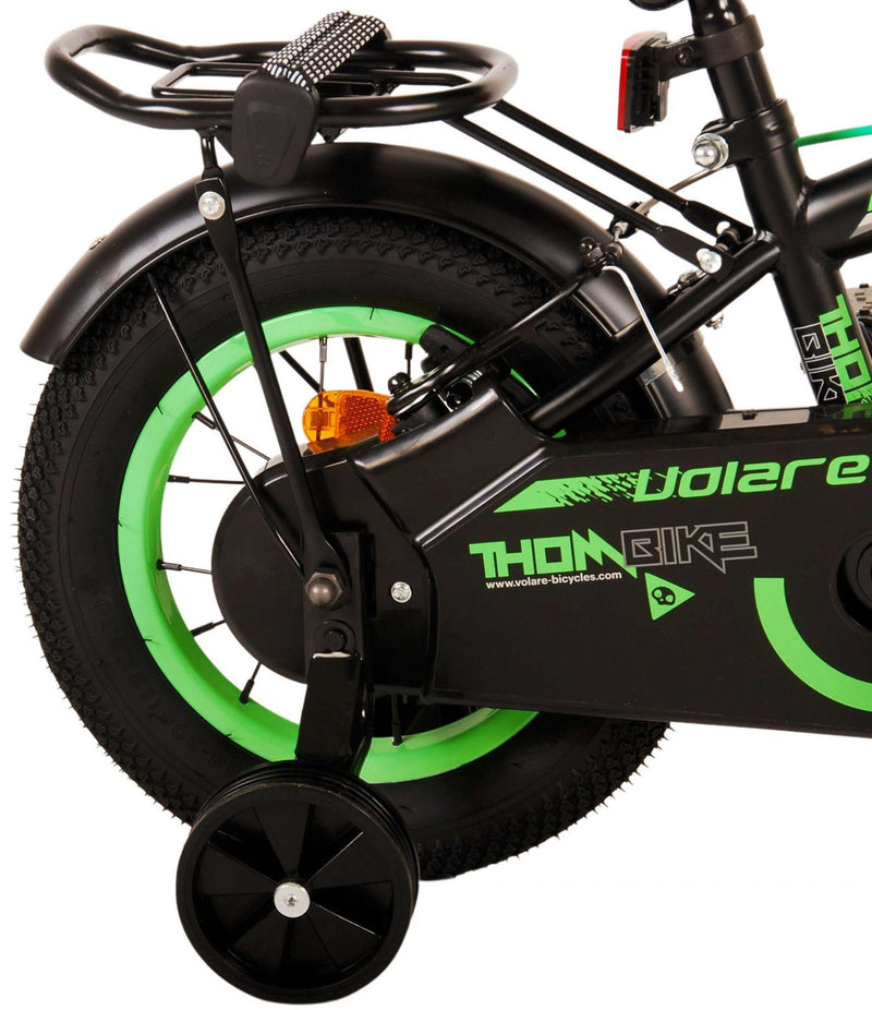 Load image into Gallery viewer, Volare Thombike Kinderfiets Jongens 12 inch Zwart Groen Twee Handremmen
