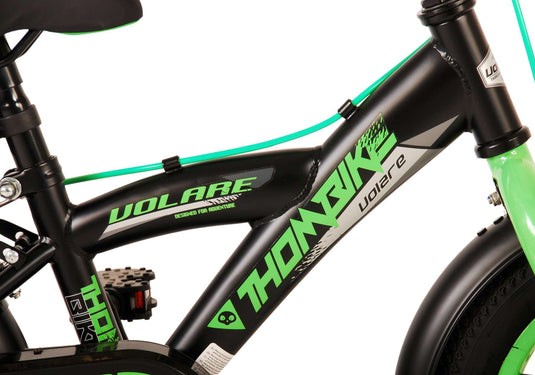 Volare Thombike Kinderfiets Jongens 12 inch Zwart Groen Twee Handremmen