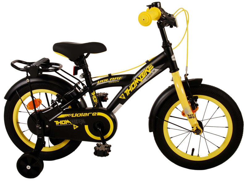 Load image into Gallery viewer, Volare Thombike Kinderfiets Jongens 14 inch Zwart Geel Twee Handremmen
