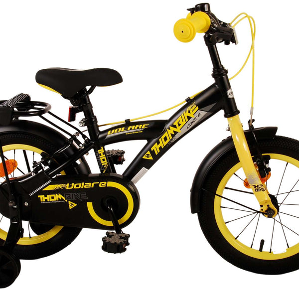 Volare Thombike Kinderfiets - Jongens - 14 inch - Zwart Geel - Twee Handremmen