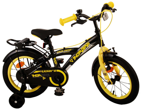 Volare Thombike Kinderfiets - Jongens - 14 inch - Zwart Geel - Twee Handremmen