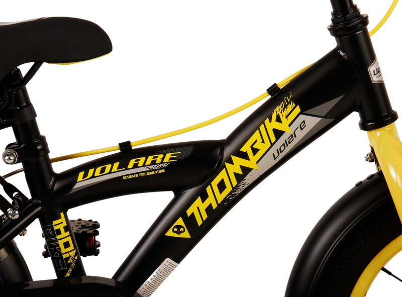 Load image into Gallery viewer, Volare Thombike Kinderfiets Jongens 14 inch Zwart Geel Twee Handremmen

