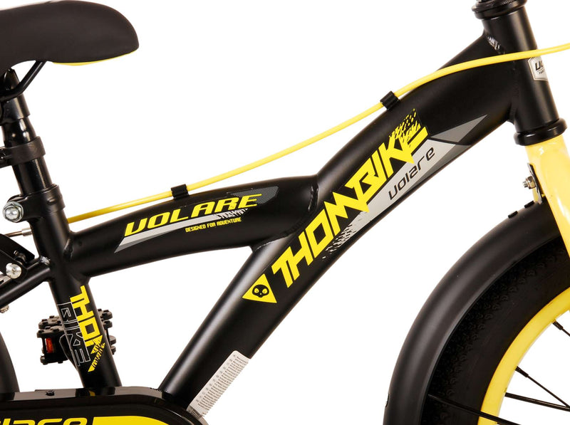 Load image into Gallery viewer, Volare Thombike Kinderfiets Jongens 16 inch Zwart Geel Twee Handremmen
