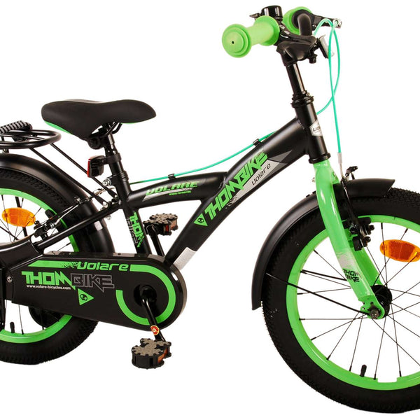 Volare Thombike Kinderfiets - Jongens - 16 inch - Zwart Groen - Twee Handremmen