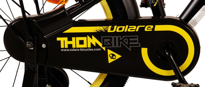 Load image into Gallery viewer, Volare Thombike Kinderfiets Jongens 18 inch Zwart Geel Twee handremmen

