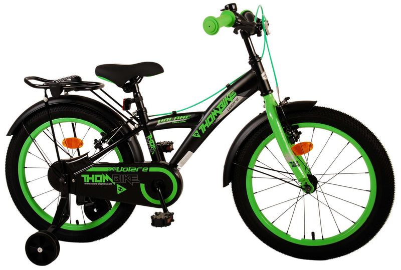 Load image into Gallery viewer, Volare Thombike Kinderfiets Jongens 18 inch Zwart Groen Twee handremmen
