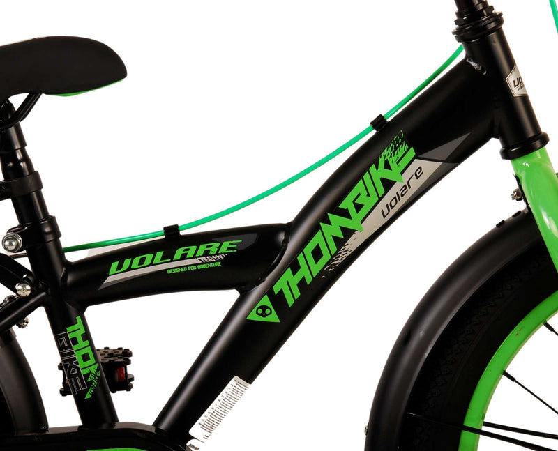 Load image into Gallery viewer, Volare Thombike Kinderfiets Jongens 18 inch Zwart Groen Twee handremmen

