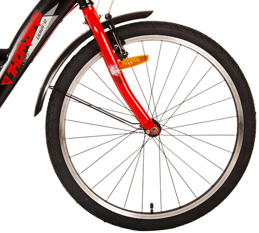 Volare Thombike Kinderfiets - Jongens - 24 inch - Zwart Rood - Twee handremmen