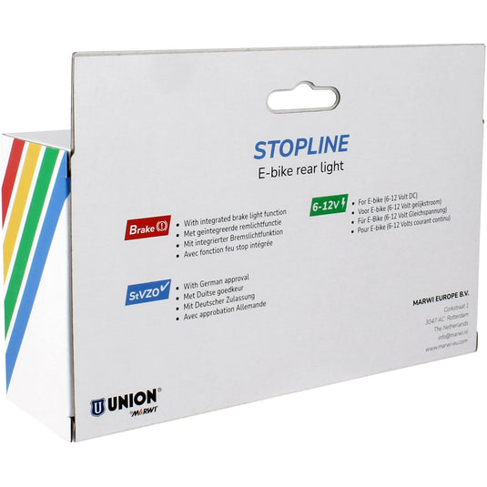 Qibbel union achterlicht e-bike 50-80mm stopline 6-12v remlicht