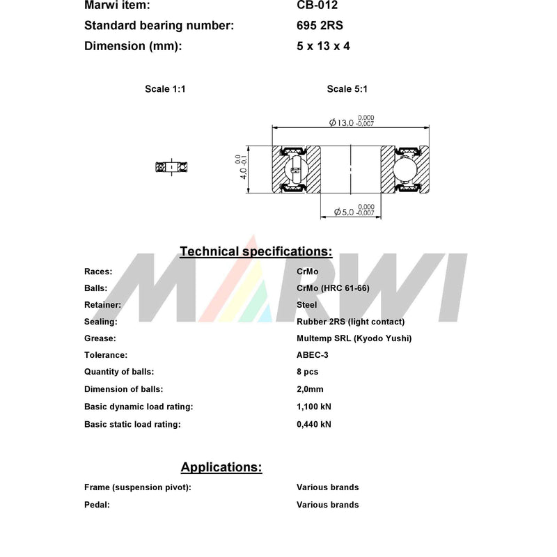 Load image into Gallery viewer, Marwi union kogellager ball bearing union cb-012 5x13x4
