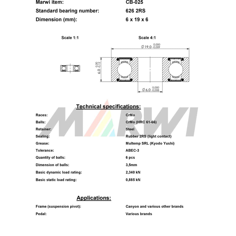 Load image into Gallery viewer, Marwi union kogellager ball bearing union cb-025 6x19x6
