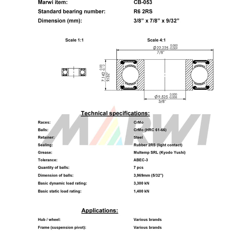 Load image into Gallery viewer, Marwi union kogellager ball bearing union cb-053 3 8 x7 8 x9 32
