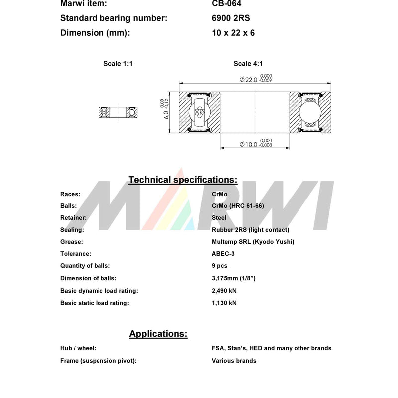 Load image into Gallery viewer, Union kogellager ball bearing cb-064 10x22x6

