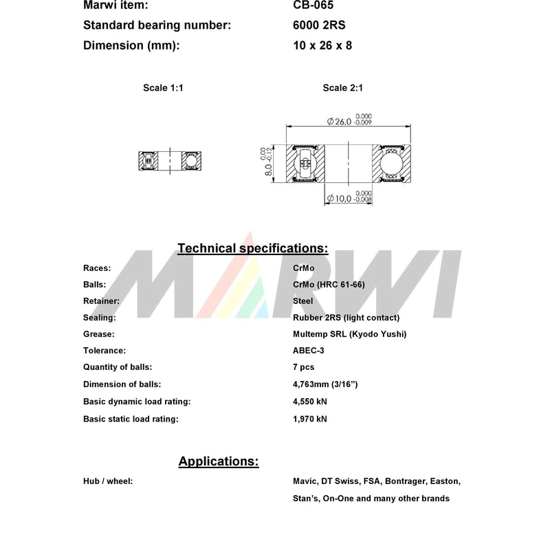 Load image into Gallery viewer, Marwi union kogellager ball bearing union cb-065 10x26x8
