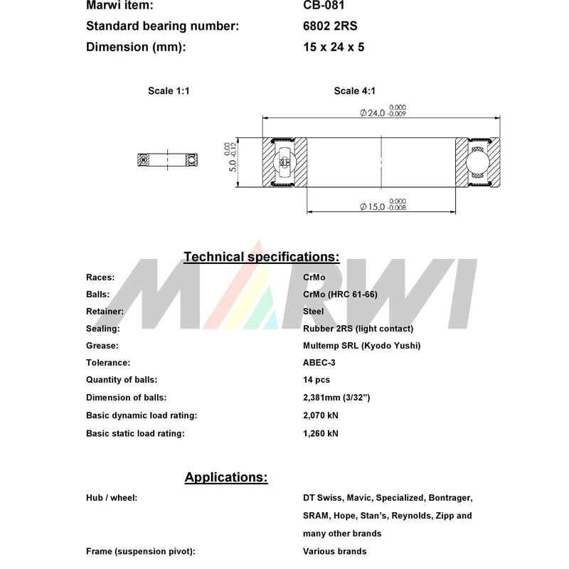 Load image into Gallery viewer, Marwi union kogellager ball bearing union cb-081 15x24x5
