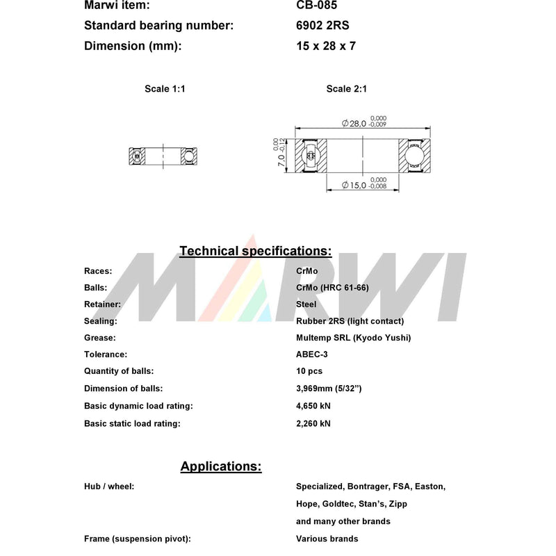 Load image into Gallery viewer, Marwi union kogellager ball bearing union cb-085 15x28x7
